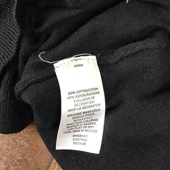 14th & Union Womens Medium Black Sweater Leopard Print Tie Neck Career Pullover - Picture 4 of 12